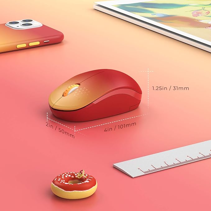 seenda Wireless Mouse for Laptop, 2.4G Noiseless Mouse with USB Receiver - Optical Tracking Portable Computer Mice for Chromebook, PC, Tablet, Windows System, 24 Months Battery Life - Gradient Red