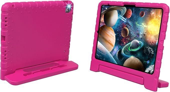 for iPad Pro 13 inch Case 2024, Shockproof Kids iPad 13 Pro Case, Protective Cover for iPad Pro 13 M4 with Pencil Holder, Anti-Slip Handle Stand, Rose Red