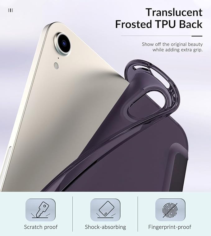 MoKo Case Fit New iPad mini 7 (A17 Pro) 2024, iPad mini 6th Generation Case 2021 (8.3-inch), iPad mini 6 Case, Soft TPU Translucent Frosted Back Cover Case for iPad mini 7th, Dark Purple