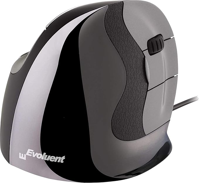 Evoluent Vertical Mouse D Large (VMDL) - Ergonomic Wired Mouse for Laptop and PC with Jestik Microfiber Cloth