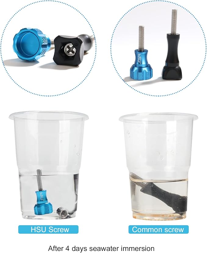 HSU Aluminum Thumbscrew Set + Wrench for Gopro Hero 13, 12, 11, 10, 9, 8, 7, 6, 5, 4, 3, Gopro Session, AKASO Campark and Other Action Cameras (Blue)