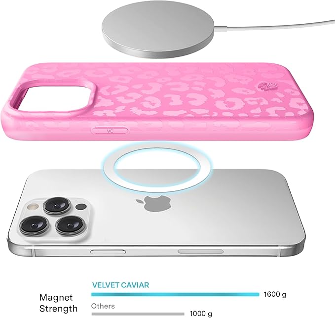 VELVET CAVIAR Case for iPhone 15 Pro | Compatible with MagSafe | 10ft Drop Tested | Protective Designer Cases| Hot Pink Leopard