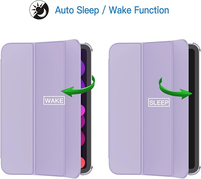 JETech Case for iPad mini (A17 Pro, 2024 Model, 7th Generation) / mini 6 (2021 Model, 6th Generation), Slim Stand Hard Back Shell Smart Cover with Auto Wake/Sleep (Purple)