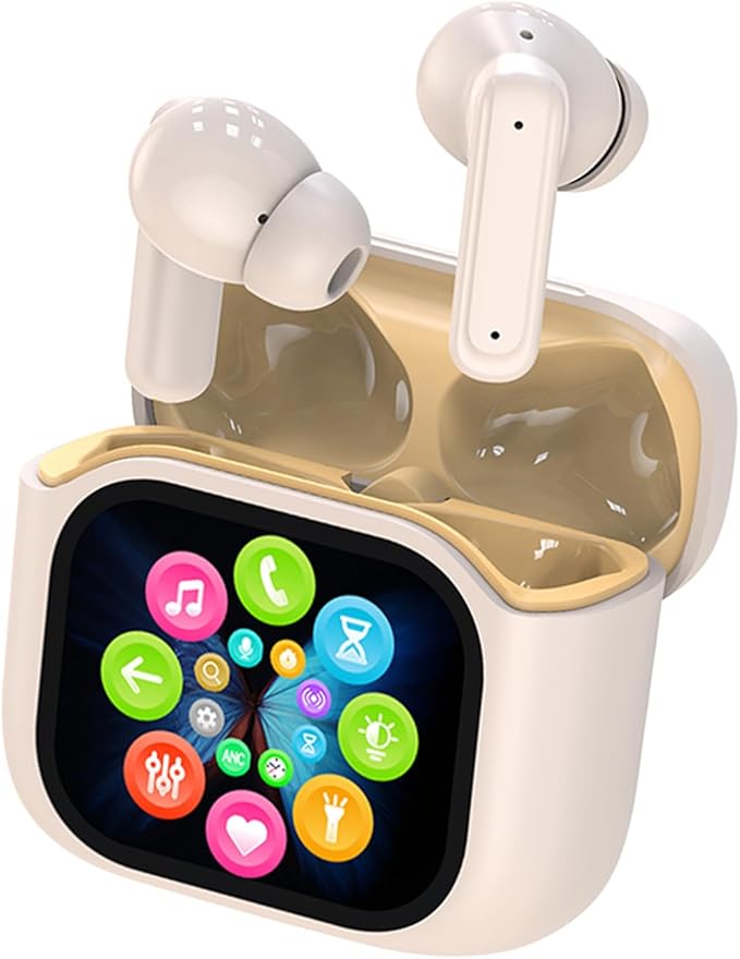 ANC Touchscreen TWS Wireless Bluetooth Earbuds with Active Noise Cancelling, Blue Tooth Ear Buds for iPhone Touch Screen Headphones