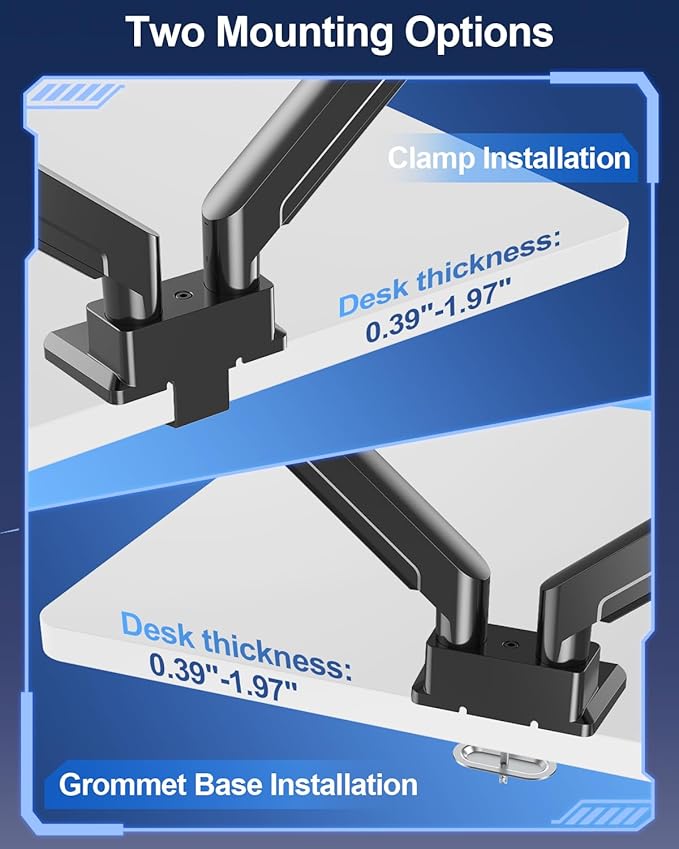 MOUNT PRO Dual Monitor Stand for Up to 44 lbs Ultrawide Screens Max 49 Inch, Heavy Duty Monitor Arm for 2 Monitors, Premium Full Motion Double Computer Desk Mount, VESA Mount 75x75/100x100mm