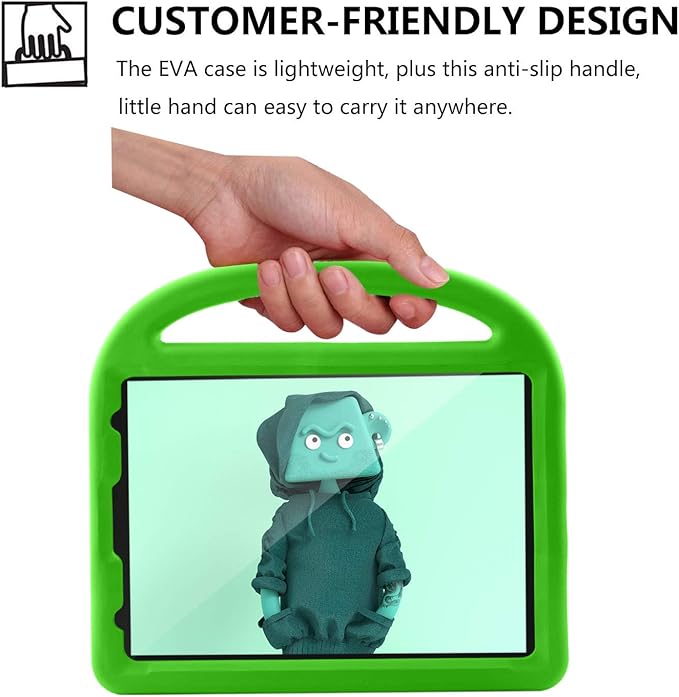 Kids Case for iPad Pro 11-inch 4th/3rd/2nd Generation(2020-2022), Techcircle Child Shockproof EVA Protective Handle Stand Case for iPad Air 5/Air 4 10.9", Support Pencil Charging, Green