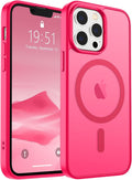 SUPFINE Magnetic for iPhone 13 Pro Max Case (Compatible with MagSafe) (Military Grade Drop Protection) Slim Translucent Matte Shockproof with Anti-Fingerprint Phone Case,Hot Pink