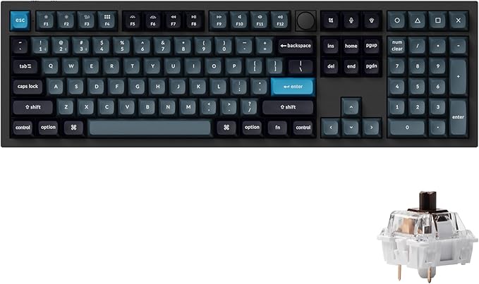 Keychron Q6 Pro Full Aluminum QMK/VIA Programmable Knob Bluetooth Custom Mechanical Keyboard, Full-Size KSA Double-Shot PBT Keycap Hot-Swappable, RGB Backlit, Brown Switch for Mac Windows Linux-Black