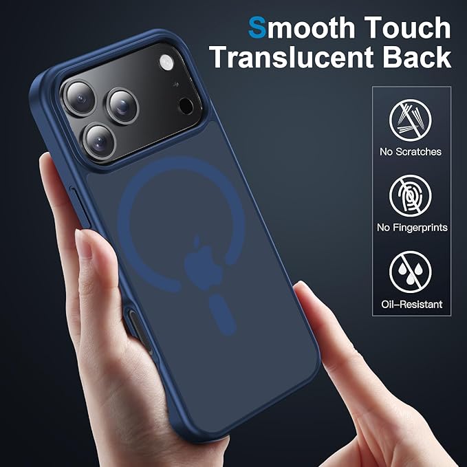Strong Magnetic for iPhone 17 Pro Case with Camera Lens Protector[ Military-Grade Protection] Compatible with MagSafe Shockproof Slim Thin Cover case for iPhone 17 Pro 6.3 inch, Deep Blue