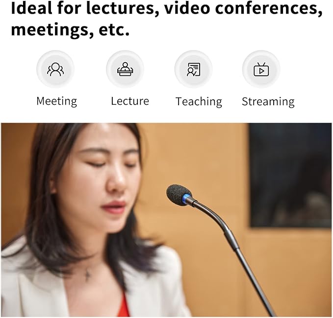 BOYA Desktop Gooseneck Condenser Microphone 18" Podium Microphones with Mute Button LED Indicator XLR Mic for Meetings Video Conferences Streaming Lectures BY-GM18C