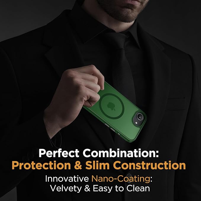 Miracase for iPhone 16e case & iPhone 17e Case for MagSafe [with 2×9H+ Screen Protectors] TOP Military-Grade Protection Shockproof with Velvet Touch for iPhone 16e/17e Phone Case 6.1", Dark Green