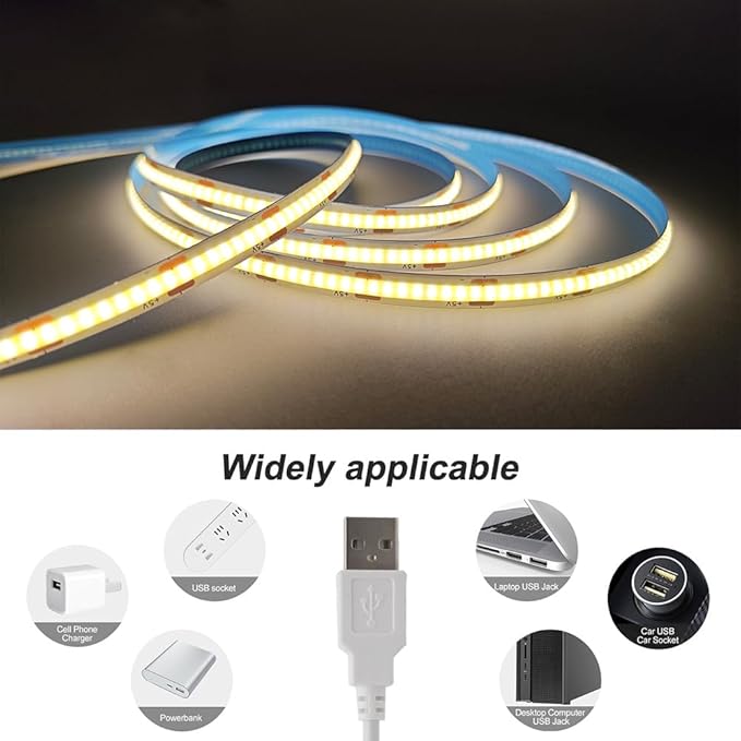 ZSLAIFU 2 Pack Warm LED Strip Lights, 3 Button Switch LED Strip Light with Dimmer, USB Light Strip for Cabinet, Bedroom, TV Backlighting USB LED Strip (3.28FTx2)
