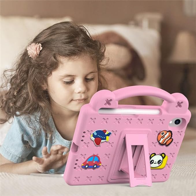 AKABEILA Compatible with Apple iPad mini 6 2021 8.3 inch Tablet Case, Kids Friendly Universal Lightweight Shockproof Protective Case with Shoulder Strap & Stand Handle & Pen Tray Pink