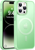 Newfuture Designed for iPhone 14 Pro Case with Magnetic [13 FT Military Drop Protection] [Compatible with Magsafe] Slim Translucent Matte Shockproof with Anti-Fingerprint Phone Case, Matcha Green