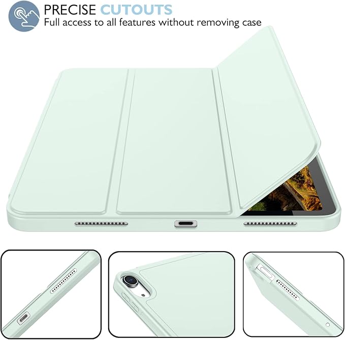 iMieet iPad Air 11 Inch Case M4/M3/M2(2026/2025/2024), iPad Air 5th/4th Generation Case 2022/2020 10.9 Inch with Pencil Holder,Trifold Stand Smart Case with Soft TPU Back(Pale Green)