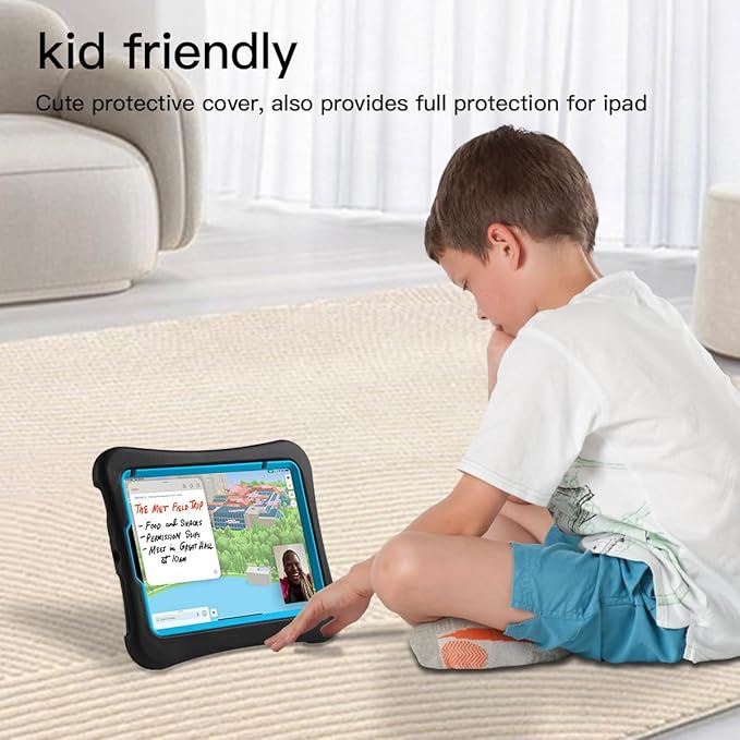 Kids Case for iPad mini 7 (A17 Pro) 2024 /iPad Mini6 2021, Light Weight Heavy Duty/Shockproof/Drop Proof with Handle/Kickstand, Child Friendly Cover for iPad mini 7th/6th Gen 8.3inch (Black)