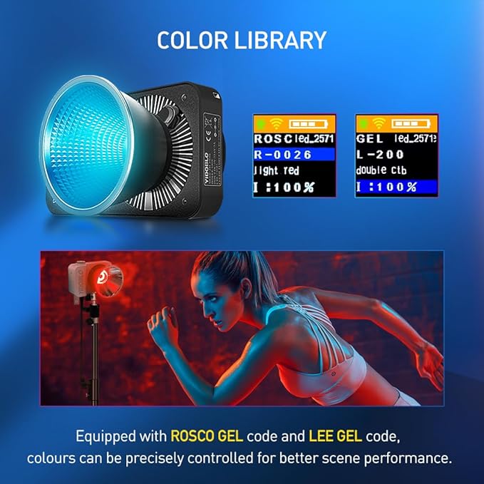 ZC-100BI 100W COB Video Light with Bowens Mount,10000Lux/m 2700K-7500K Bi-Color Camera Light with 10 Scenario Simulations Control Continuous Lighting for Photography (Accessories Combination)