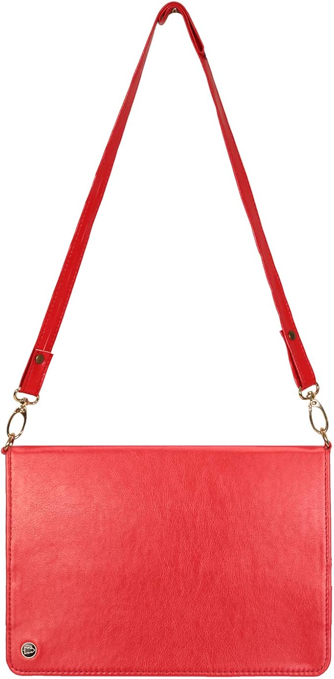 Handbag Case for iPad Mini 7.9" Series, iPad Mini 4/Mini 5 Case, Techcircle Lightweight Folio Stand Crossbody Wallet Case with Pencil Holder, Hand Strap & Shoulder Strap Soft Protective Cover, Red