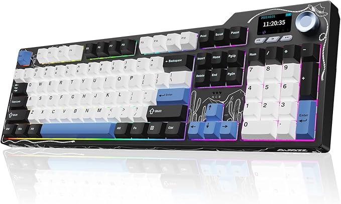 DAIDAI×AJAZZ AK35I V3 Full Size Hot Swap Mechanical Gaming Keyboard with Screen & Knob 2.4G/BT/USB-C Gasket Keyboard FR4 Plate 8000mAh Battery South Facing LED RGB (Avocado Axis)