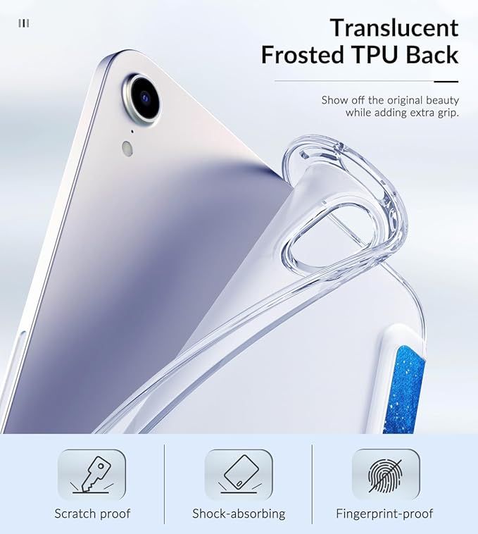 MoKo Case Fit New iPad mini 7 (A17 Pro) 2024, iPad mini 6th Generation Case 2021 (8.3-inch), iPad mini 6 Case, Soft TPU Translucent Frosted Back Cover Case for iPad mini 7th, Blue Starry Sky