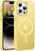 Newfuture Designed for iPhone 14 Pro Case with Magnetic [13 FT Military Drop Protection] [Compatible with Magsafe] Slim Translucent Matte Shockproof with Anti-Fingerprint Phone Case, Yellow