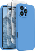 FireNova Designed for iPhone 16 Pro Max Case, Silicone Upgraded [Camera Protection] Phone Case, Soft Anti-Scratch Microfiber Lining Inside, 2024, Blue