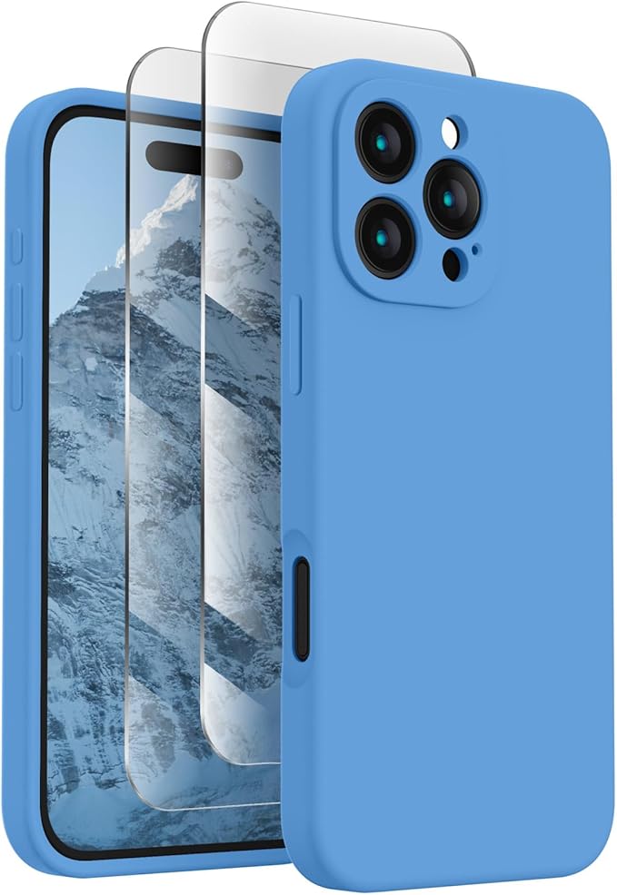 FireNova Designed for iPhone 16 Pro Case, Silicone Upgraded [Camera Protection] Phone Case, Soft Anti-Scratch Microfiber Lining Inside, 2024, Blue