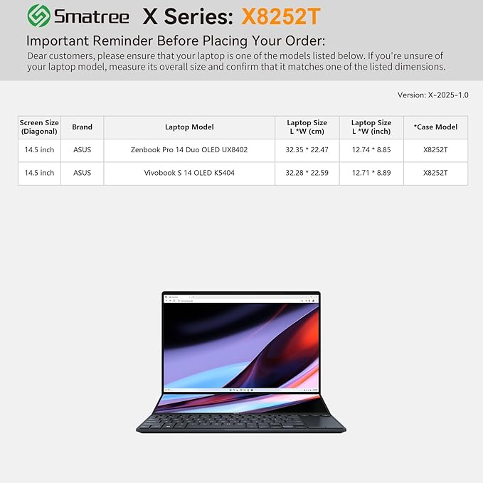 Smatree Hard EVA Protective Sleeve Case Compatible for 14.5 inch ASUS Zenbook Pro 14 Duo OLED, for ASUS Zenbook Pro 14 OLED, for ASUS Vivobook S 14 K5404 Laptop and Anti-Shock Bag, White (X8252TW)