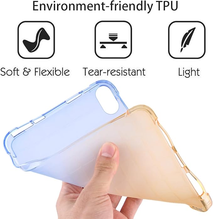 for iPad (A16) 11th Generation 11" 2025 & iPad 10th Generation Case 10.9 inch 2022, Lightweight Thin Translucent Soft TPU Back Shockproof Matte Clear Silicone Gradient Shell, Blue & Yellow
