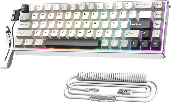 ATTACK SHARK X68MAX HE 60% Wired Magnetic Switch Keyboard,Full Aluminum CNC,0.005mm RT Accuracy,8KHz Rapid Trigger Mechanical Gaming Keyboard,Adjustable Actuation,with RGB Coiled Cable for PC/MAC,Star