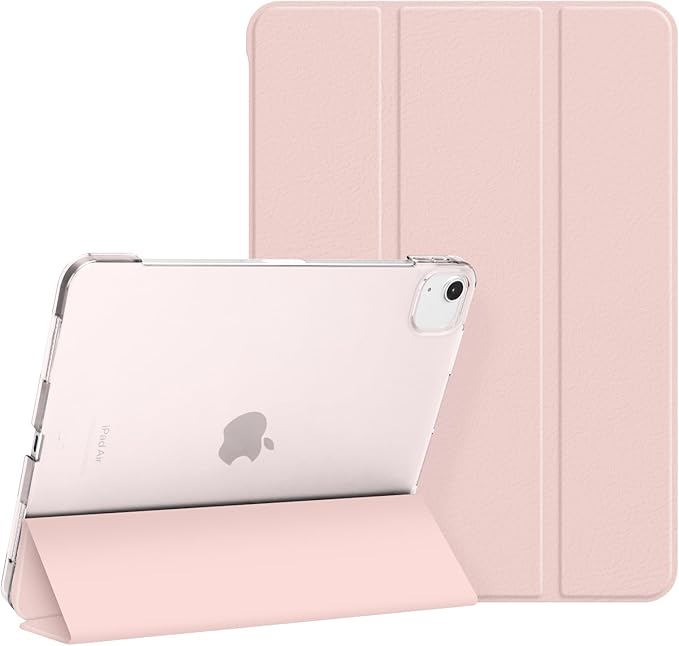 for iPad Air 13 inch M4/M3/M2 2026/2025/2024 Case, iPad Pro 12.9 (6th/5th Generation 2022/2021), Hard PC Translucent Frosted Back Shell Case with Auto Wake/Sleep, Trifold Stand Cover, Pink