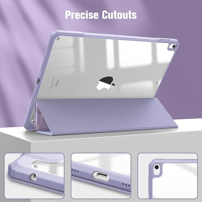 Fintie Hybrid Slim Case for iPad Air 3rd Generation 10.5" 2019 / iPad Pro 10.5 Inch 2017 - [Built-in Pencil Holder] Shockproof Cover with Clear Transparent Back Shell (Lilac Marble)