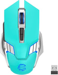 Bluetooth Gaming Mouse, RGB Rechargeable USB Wireless Mouse, Quiet Click, LED Backlit, Ergonomic, with Side Button, 6 Button, DPI Adjustable, Computer Mice for Laptop PC MacBook Chromebook - Green