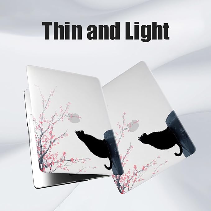 DTangLsm for MacBook Pro 14 inch Case 2026 M5 2025 M4 2024-2021 M3 M2 M1 A3426 A3427 A3434 A3401 A3185 A3112 A2992 A2918 A2779 A2442, Cute Plastic Hard Case for MacBook Pro M5+Keyboard Cover,Black Cat