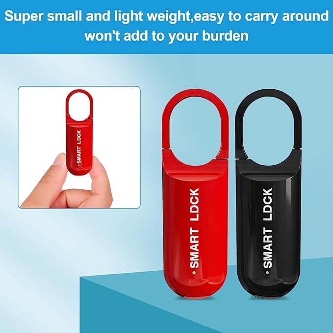 Smart Fingerprint Padlock for Locker, Small Rechargeable Fingerprint Lock, Keyless Biometric Thumbprint Padlock for Gym School Locker, Suitcase, Backpack