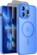 Symcele Designed for iPhone 13 Pro Max Case, Compatible with MagSafe, with Privacy Screen Protectors X2, [Camera Protection] [15FT Military Drop Protection] Shockproof Phone Case, 6.7", Blue