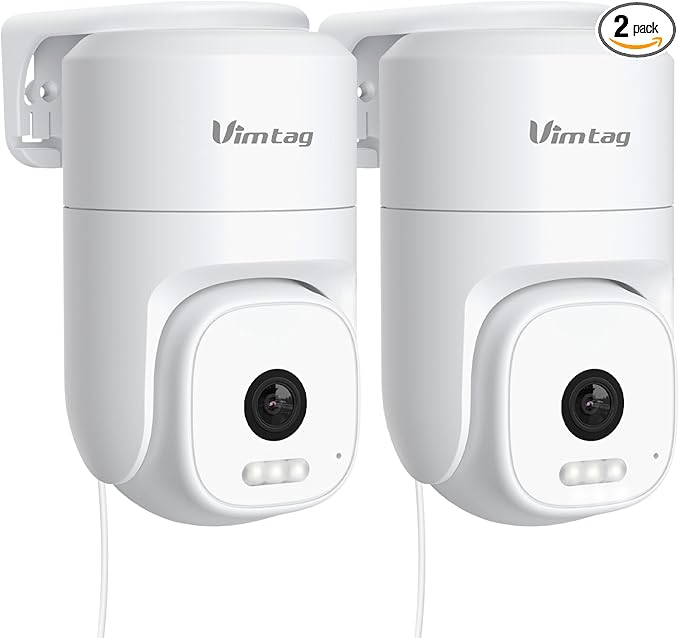 VIMTAG 2.5K 4MP Outdoor Security Camera, Pan/Tilt WiFi Home CCTV Camera, 360° View & Motion Tracking, Color Night Vision, 2-Way Audio, AI Detection Alarm, IP66, Cloud & SD Card Storage, Works w/Alexa