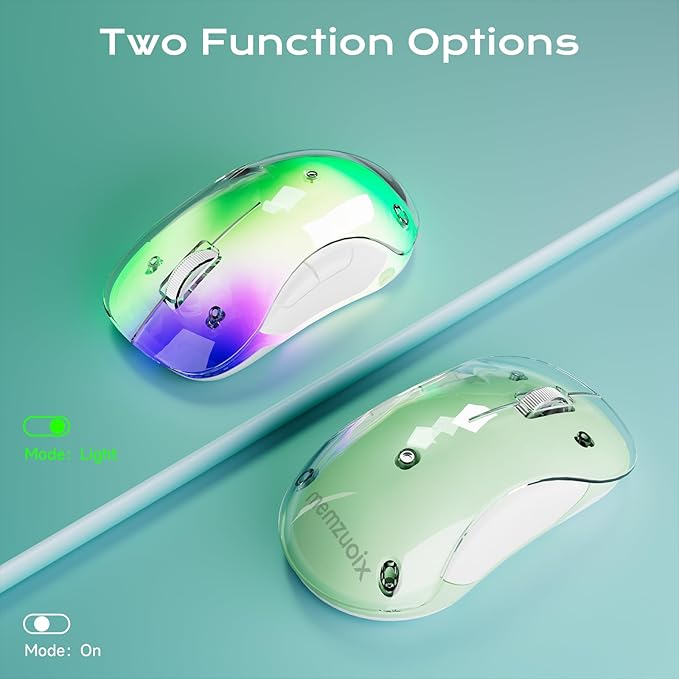 memzuoix 2.4G LED Wireless Mouse, Rechargeable Ergonomic Mouse with Detachable Cover, 1400 DPI Portable Optical Computer Mouse with USB Receiver for Laptop, PC, Desktop and MacBook, 5 Buttons-Green