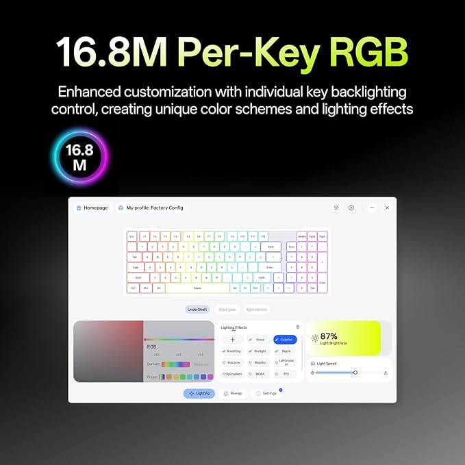 Rapoo V700DIY-98 Wireless Mechanical Keyboard, BT5.0 + 2.4GHz, Hot Swappable Custom Gaming Keyboard, Speed Silver Linear Switch, 16.8M Per-Key RGB, Gasket Mount, Creamy Sound, Full NKRO Anti-Ghosting