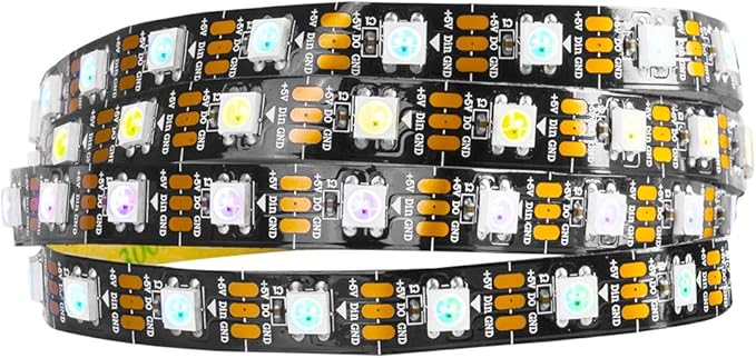 BTF-LIGHTING WS2812B IC RGB LED Strip,UL Listed,Pure Gold Wires,DC5V 3.28FT 60LED 5050SMD,Individually Addressable,Flexible for DIY Chasing Full Color Project,3M Tape,IP30(No Adapter or Controller)