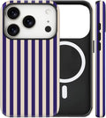 Magnetic for iPhone 17 Pro Case Cute Stripes Phone Case, Shockproof Slim TPU and Hard PC Protective Phone Cover Compatible with MagSafe Designed for Women Girls, Deep Purple