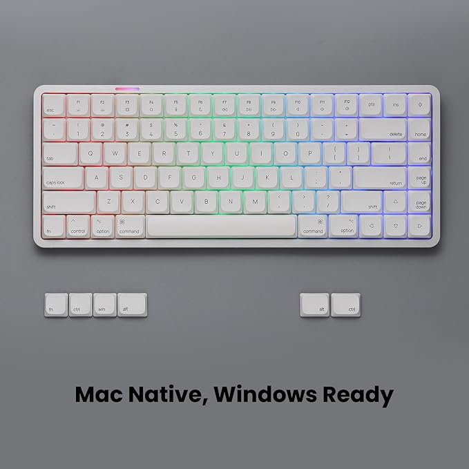 Akko Air 01 Low Profile Wireless Mechanical Keyboard RGB Backlit, Hot Swappable Native Mac Layout 2.4GHz/Wired/BT Aluminum Gaming Keyboard, Cloudy White, Kailh Drift