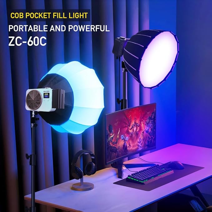 ZC-100BI 100W COB Video Light with Bowens Mount,10000Lux/m 2700K-7500K Bi-Color Camera Light with 10 Scenario Simulations Control Continuous Lighting for Photography (Accessories Combination)