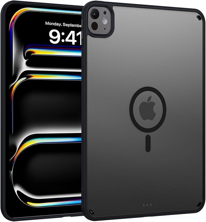 BENTOBEN Magnetic for iPad Pro 11 Inch Case (M5/M4) 2025/2024, Translucent Matte Back Slim Soft TPU Bumper Lightweight Shockproof Protective Women Girls Boys Tablet Case Cover, Black