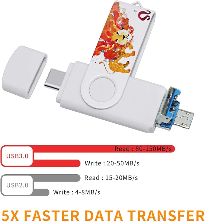 3.1 256GB 3 in1 High Speed Photo Backup Flash Drive for iPhone 15/16/17 wtih Type C/USB-C Port,Photo-Stick-for Android Phones with OTG Function