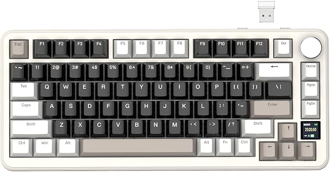 ATTACK SHARK X85Pro 75% Triple-Mode Mechanical Gaming Keyboard,Hot Swappable,2.4GHz Wireless/Bluetooth/USB-C,TFT Display & Knob,RGB,Gasket Mount,QMK Custom for PC/MAC-Cheese/Linear Blueberry Switch