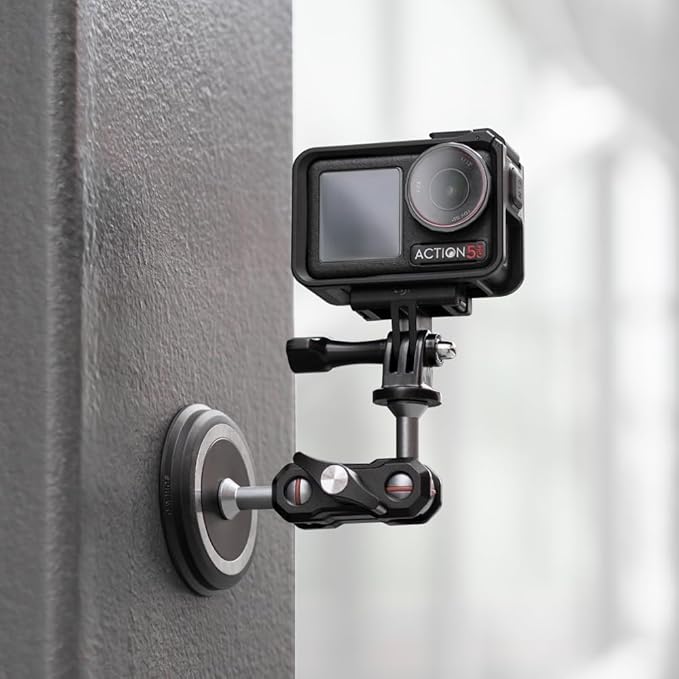 Magnetic Camera Mount for Action Camera, Strong Magnetic Mount with 360° Rotation Ball Head and Built-in 6 Magnets, Compatible with Gopro Hero 13/12/11/10, DJI Osmo Action 6/5 Pro/4/3,Nano