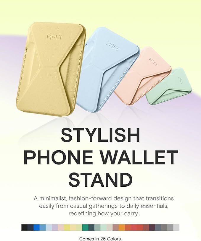MOFT Magnetic Wallet Stand Compatible with iPhone 17/16/15/14/13/12 Series, Angle Adjustment & Magsafe Compatible MOVAS Phone Stand,Soft Avocado