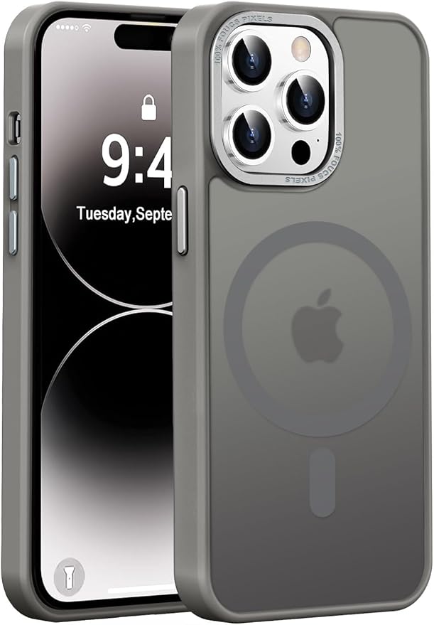 Newfuture Designed for iPhone 14 Pro Case with Magnetic [13 FT Military Drop Protection] [Compatible with Magsafe] Slim Translucent Matte Shockproof with Anti-Fingerprint Phone Case, Titanium Gray