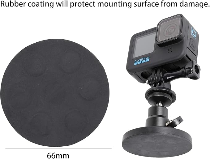 PellKing Magnet Camera Mount for GoPro Insta360 Akaso DJI Action,with Rotation Ball Head Super Strong Rubber Coating Neodymium Magnet for Car, Attaches to Steel or Other Magnetic Surfaces